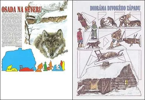 Papierový model Dioráma divokého západu - Osada na severe